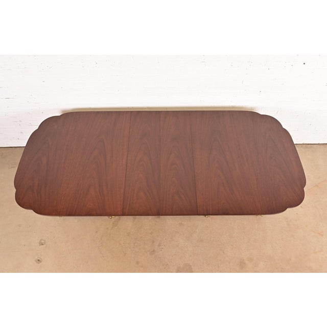 1980s Kindel Furniture Georgian Mahogany Double Pedestal Extension Dining Table, Newly Refinished For Sale - Image 5 of 15