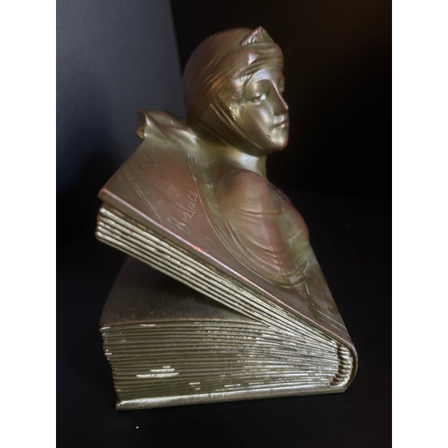 Metal Vintage Bronze-Clad Beatrice Bust: A Neoclassical Muse for the Study For Sale - Image 7 of 8