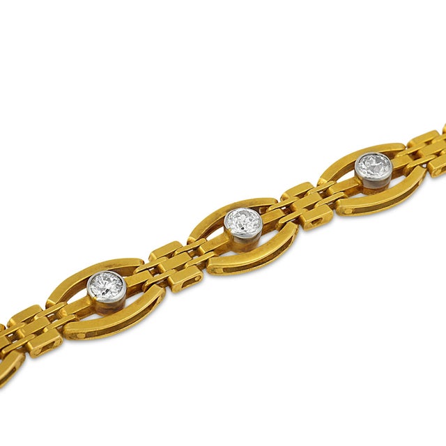 Victorian 19th Century Victorian Diamond 14k Yellow Gold Bracelet For Sale - Image 3 of 6