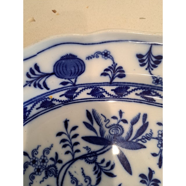 English porcelain platter in the style of Meissen Blue Onion Late 19th century Absolutely pristine condition - No chips or...