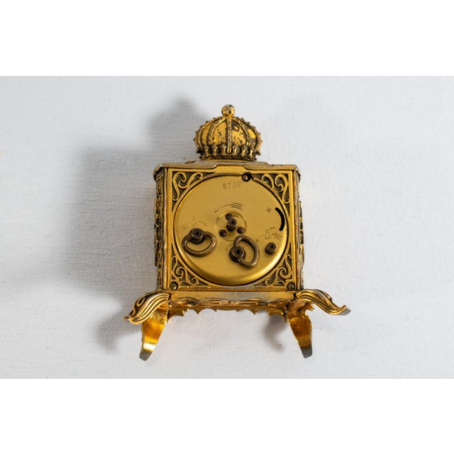 Metal Vintage Emes Table Alarm Clock - Golden Baroque Design For Sale - Image 7 of 8