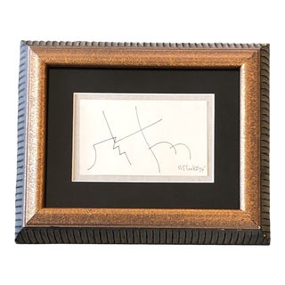 Vintage Original Robert Cooke Miniature Abstract Ink Drawing Framed 1970’s For Sale