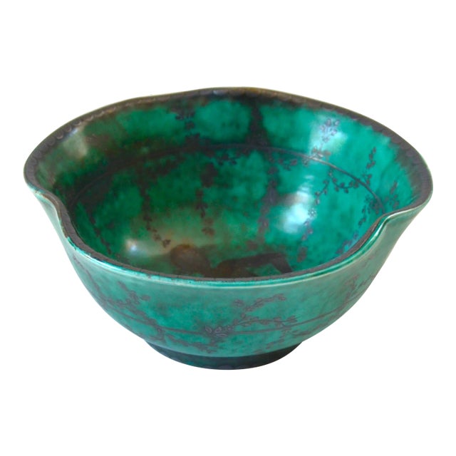 Argenta Series Stoneware Bowl With Silver Overlay by Wilhelm Kåge for Gustavsberg, Sweden For Sale