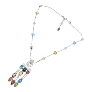 1990s Bulgari Allegra Diamond Color Stones White Gold Necklace For Sale