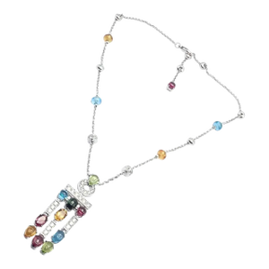 1990s Bulgari Allegra Diamond Color Stones White Gold Necklace