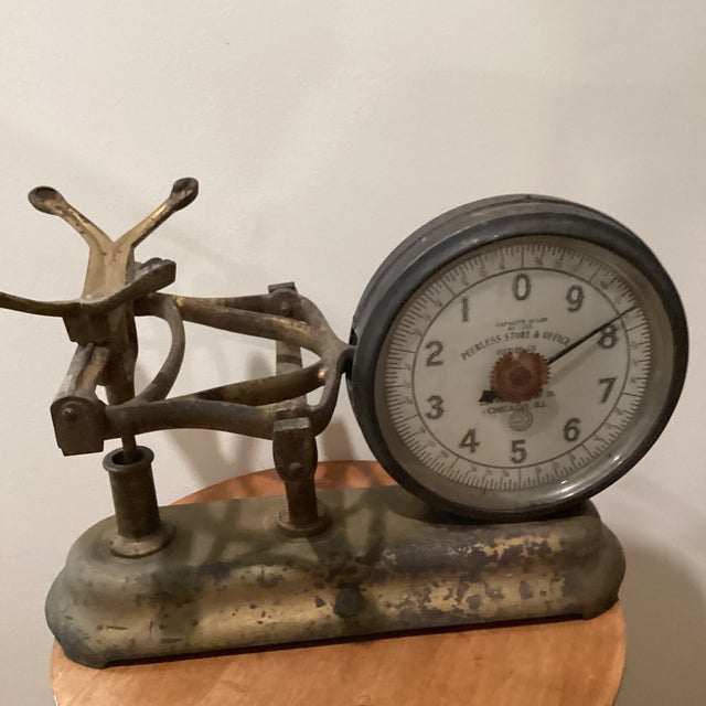 Antique Peerless Company Cast Iron Counter Scale Inspector Approved Stamped March 1837 For Sale - Image 4 of 12