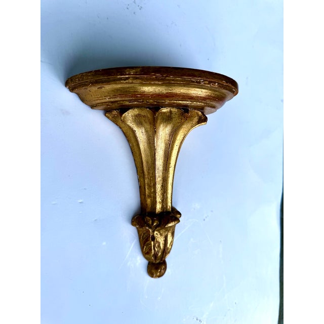 Italian Giltwood Wall Bracket Shelf With Acanthus Leaf Decoration Mid 20th Century For Sale - Image 4 of 14