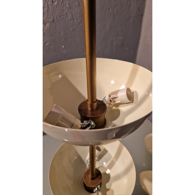 Gold Wall Lamps in Brass with White Aluminum Cups in the style of Stilnovo, 1980s, Set of 2 For Sale - Image 8 of 18