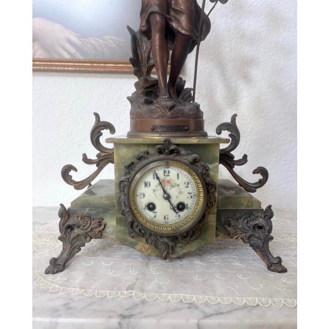 Impressive antique French Belle Époque / Art Nouveau figural mantel clock featuring the “Volubilis” figure by Ch. Ruchot,...