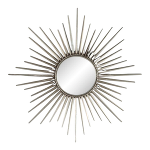 Vintage MCM Silver Gilt Metal Sunburst Mirror Unsigned C1970