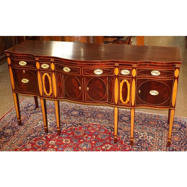 Kindel Furniture 1990s Kindel Masterworks Winterthur Collection Mahogany Inlaid Buffet Sideboard For Sale - Image 4 of 14