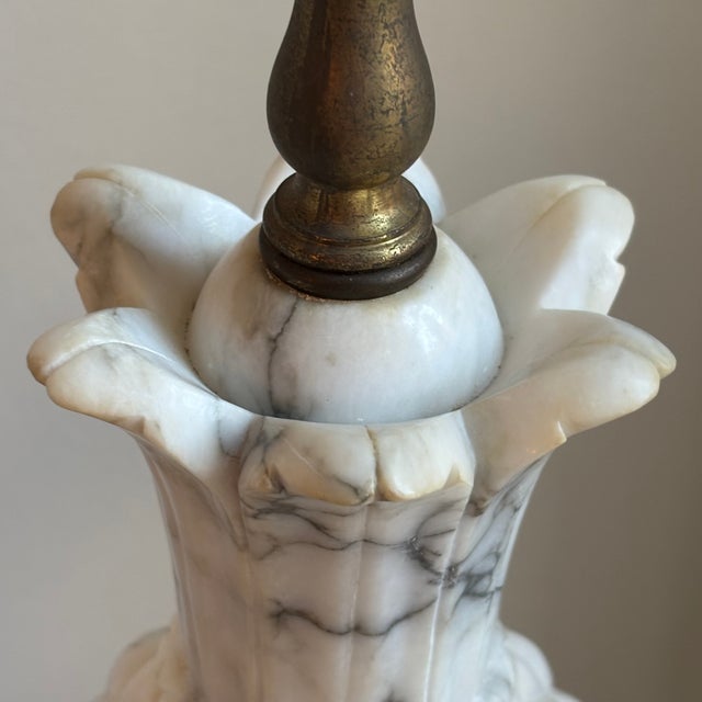 1950s Hand Carved Italian Alabaster Table Lamps W/ Sculptural Pineapple Motif -- A Pair For Sale - Image 17 of 18