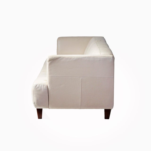 Off-white Italian Off White Leather Sofa For Sale - Image 8 of 10