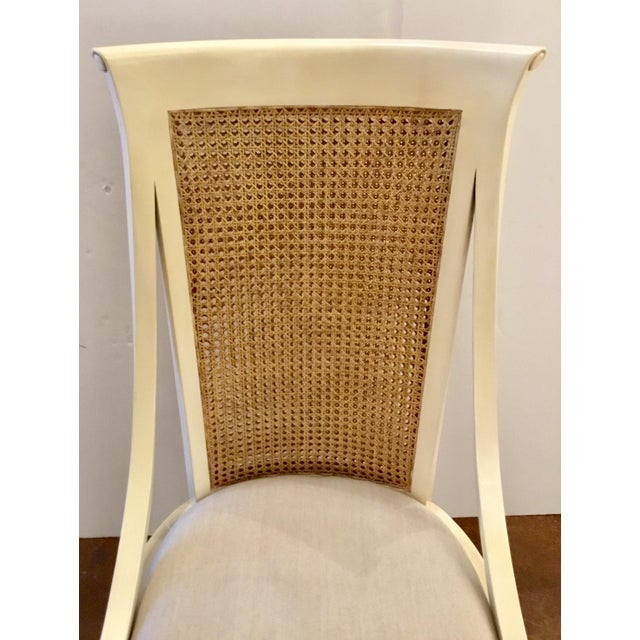 Transitional Cream Wood High Back Cane Chairs Pair Chairish