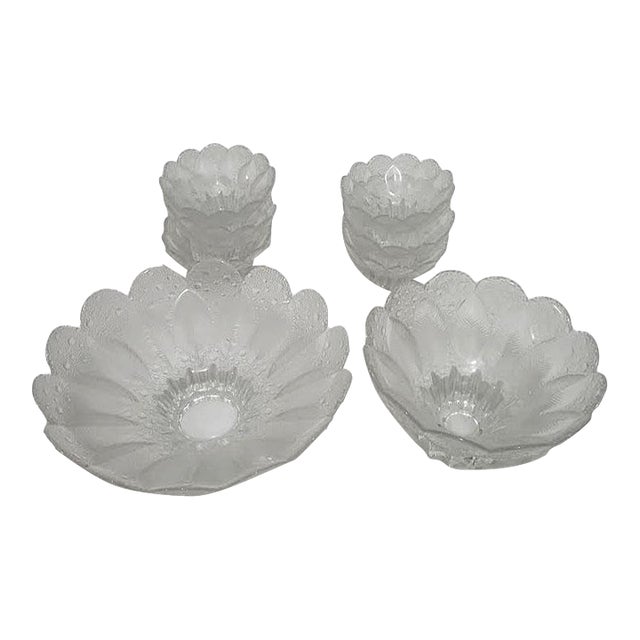 MCM Style Lausitzer Glaswerke Medea Scalloped Crystal Bowl Set - 8 PCS For Sale