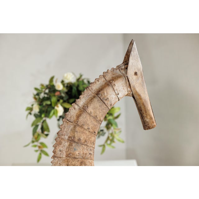 Vintage Indian Riveted Iron Horse Sculpture with Rustic Patina For Sale - Image 10 of 18