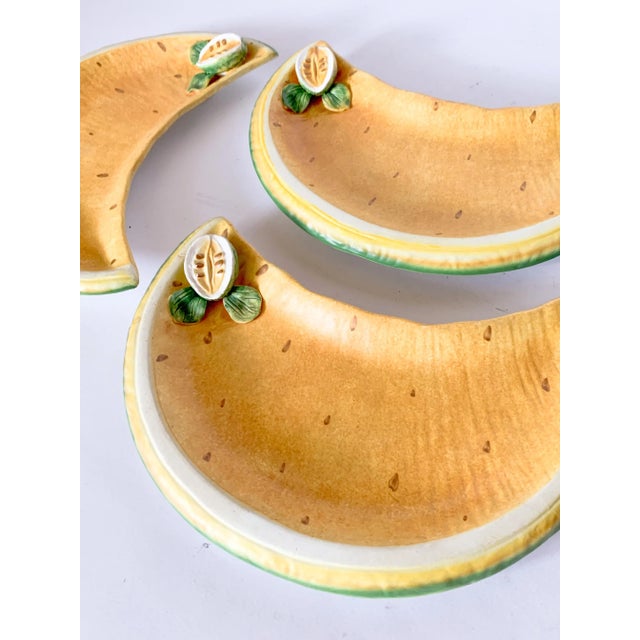 Ceramic Vintage Italian Ceramic Melon Luncheon Plates, Hand Painted, Set of 4 For Sale - Image 7 of 13