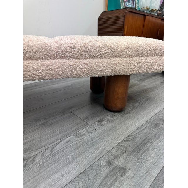 Large Bouclé Bench with Oak Legs, 1970s For Sale - Image 6 of 10