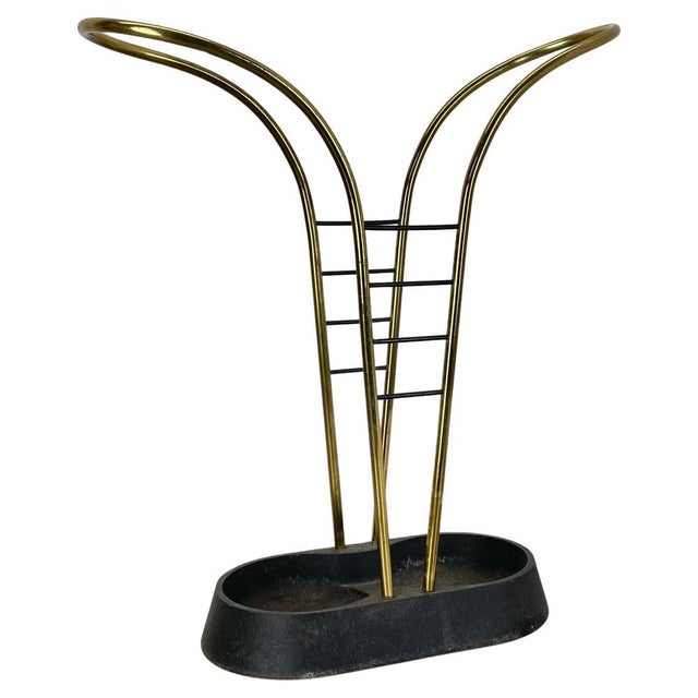 Mid-Century Modernist Bauhaus Metal Brass Umbrella Stand, Germany, 1950s For Sale - Image 18 of 18