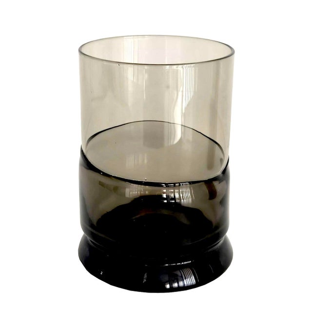 Mid-Century Modern 1980s Double Dipped Smoked Glass Vase or Pillar Candle Holder For Sale - Image 3 of 10