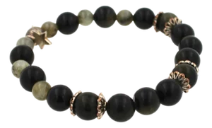 Black Agate Grey Earth Gemstones Round Bead Stretchy Unique Statement Circle Bead
