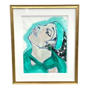 "Candy Perfume Girl" Contemporary Original Framed Mixed Media Expressionist Portrait Painting by Zac Woodiel, Framed