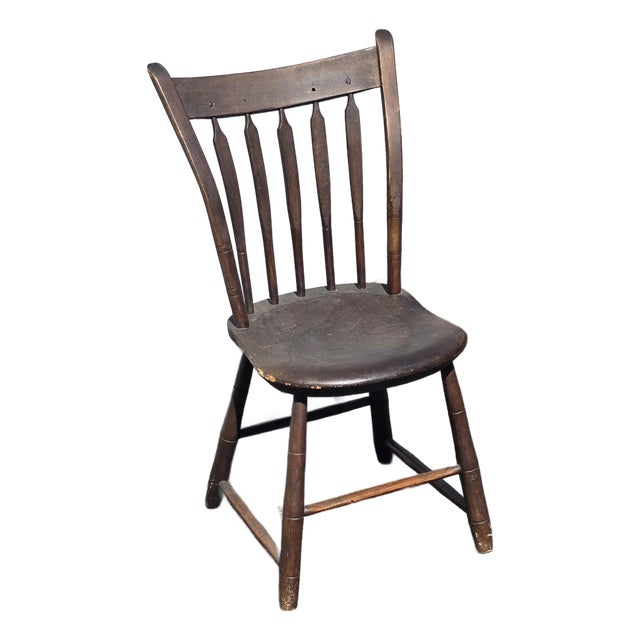 Antique Arrow Back Windsor Brown Childs Side Chair ~ French Country 2of2 For Sale