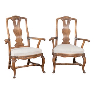 Pair, 18th Century Swedish Baroque Armchairs For Sale