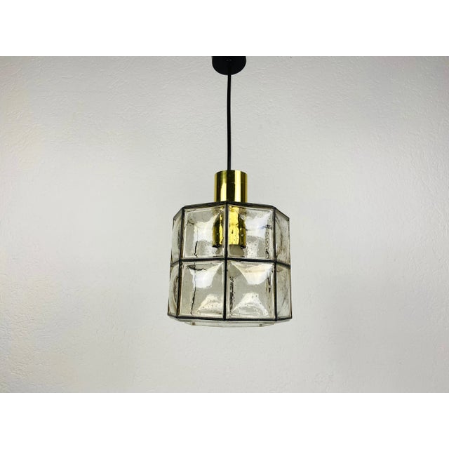 Glashütte Limburg 1960s Mid-Century Iron and Bubble Glass Pendant Lamp by Glashütte Limburg For Sale - Image 4 of 12