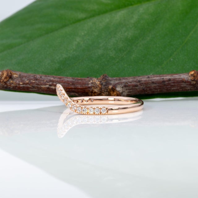 Earth-Mined Diamond Band Ring: Solid 14k Gold - Stackable Band Ring, Size 6.75 For Sale - Image 9 of 11