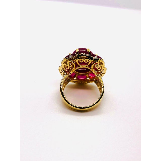 Bochic “Capri” Vintage Natural Ruby & Diamond Retro Ring Set In 18K Gold & Silve For Sale - Image 12 of 12