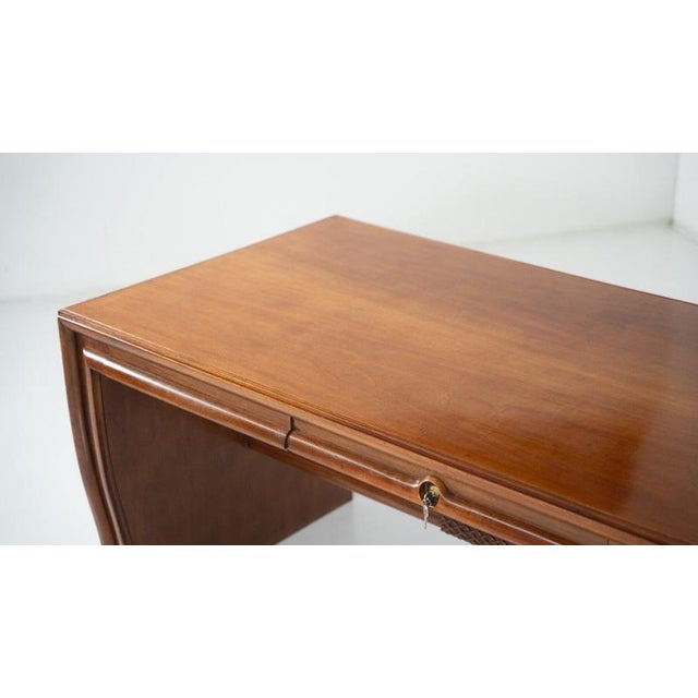 Large Mid-Century Modern Wood Desk attributed to Osvaldo Borsani, Italy, 1950s For Sale - Image 10 of 18