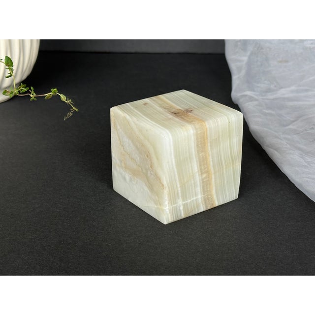 Marble Geometric Cube Paperweight For Sale - Image 10 of 10