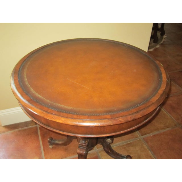 John Richard Furniture Leather Inlay & Wood Side Table Chairish
