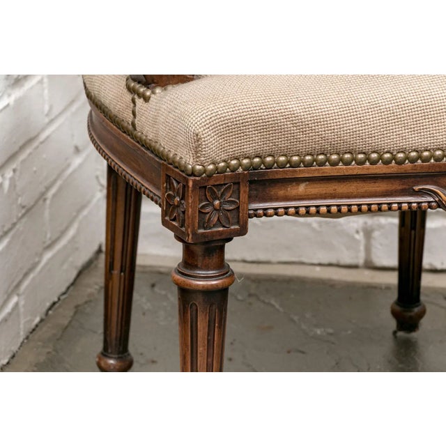 Wood Vintage Regency Style Carved Needlepoint Armchairs- Set of 2 For Sale - Image 7 of 12
