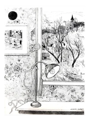 Jacques Maret - Dreamy Desk - Original Etching 1946