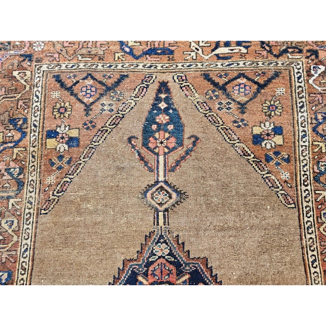 Vintage Persian Malayer Area Rug, Handwoven Geometric Medallion Pattern, Camelhair & Red, 4’ X 7’ For Sale - Image 9 of 18