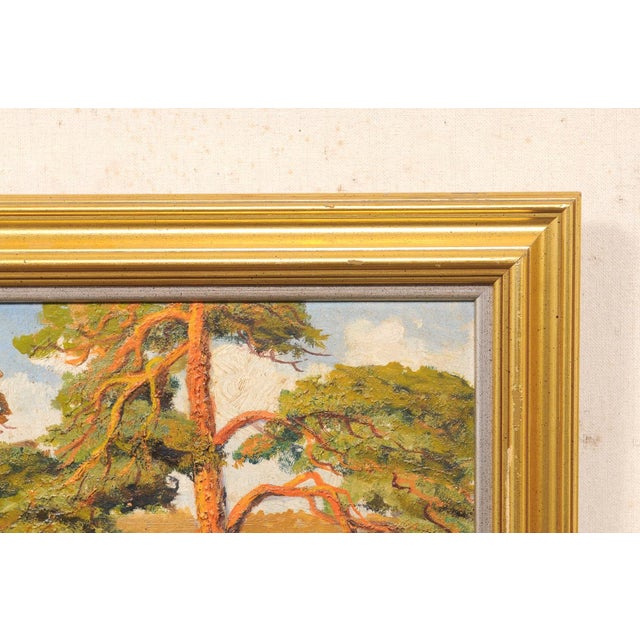 Mid 20th Century Mid 20th Century Swedish Coastal Painting W/ Wind Swept Trees For Sale - Image 5 of 13