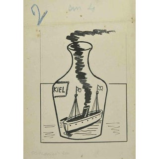 Giuseppe Scalarini, Modern Bottle, 1918, Black Marker on Paper For Sale