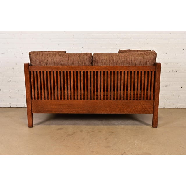 Stickley Mission Oak Arts & Crafts Spindle Settle Sofa For Sale - Image 9 of 12