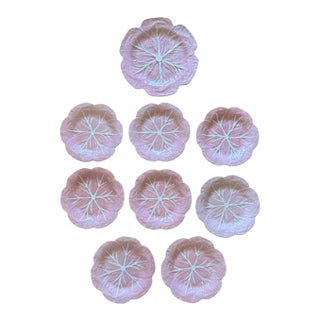 Mid 20th Century Bordallo Pinheiro Pink Cabbage Luncheon Plates- Set of 9 For Sale