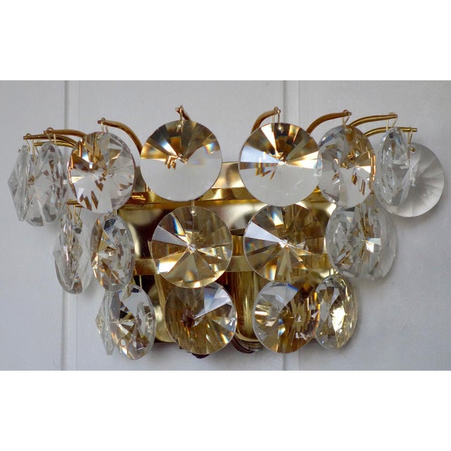Vintage Brass and Lead Crystal Wall Lamp from H. Richter, 1960s For Sale - Image 6 of 6
