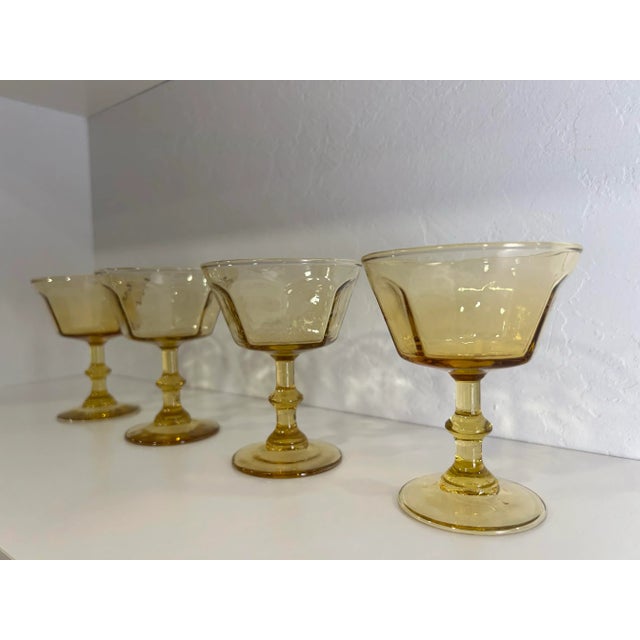 Glass 1960s Lenox Bryce in a Subtle Shade of Antique Yellow - Champagne Sherbet Glasses- Set of 4 For Sale - Image 7 of 8
