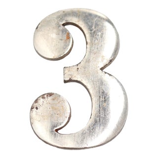 Vintage Steel House Number Three For Sale