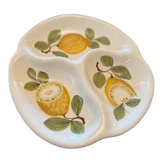 Italian Lemon Divided Ceramic Serving Dish For Sale