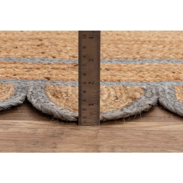 Gold Grey Trim Jute Scallop Braided Handmade Rug - 9'x12' For Sale - Image 8 of 11