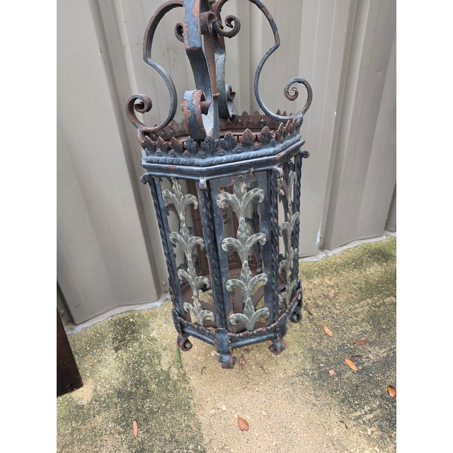 Metal Antique Mediterranean Style Iron Lantern For Sale - Image 7 of 7