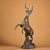 Bronze Leaping Antelope Sculpture, Intricate Gold Inlaid Scroll Patterns, Archaic Chinoiserie Statue For Sale - Image 4 of 10