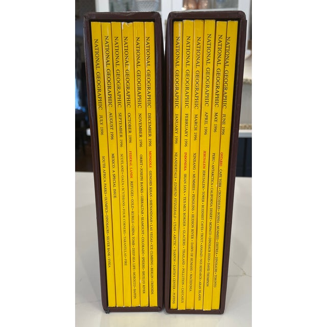 Textile National Geographic Magazine Collection in Decorative Book-Style Slip Cases, Complete Years From 1995-1999 For Sale - Image 7 of 12