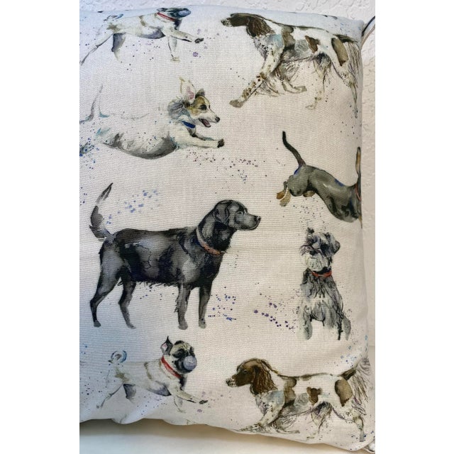 Farmhouse 20” Square Pillow Decorated With Various Dog Breeds at Play - Made in U K For Sale - Image 3 of 9